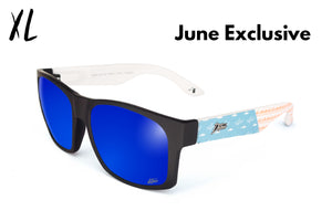 Big Kahuna XL -Sharks & Stripes - Electric Blue Polarized