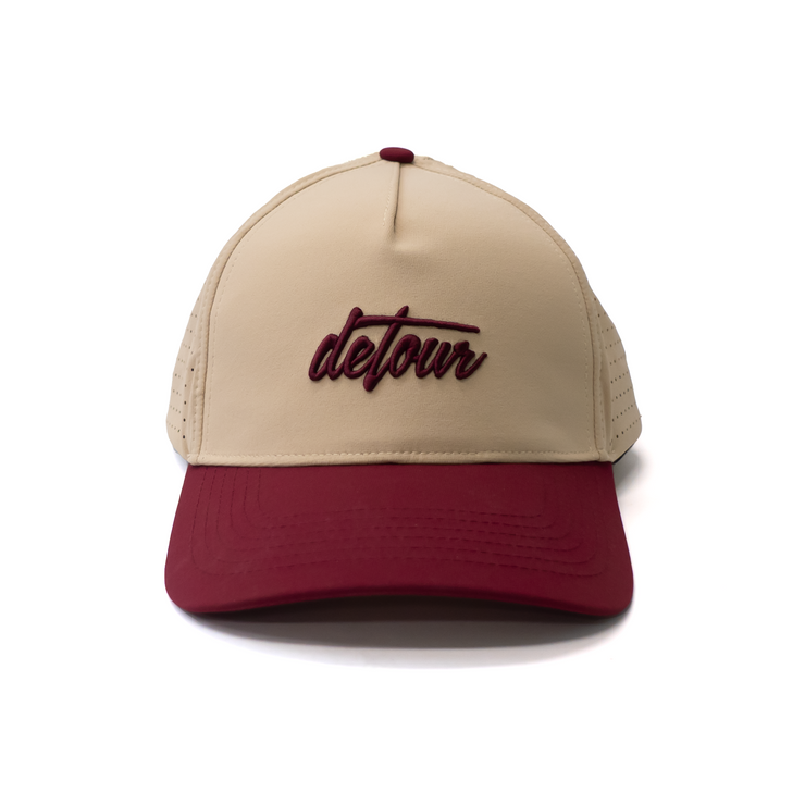 Burgundy & Tan Snapback Hat