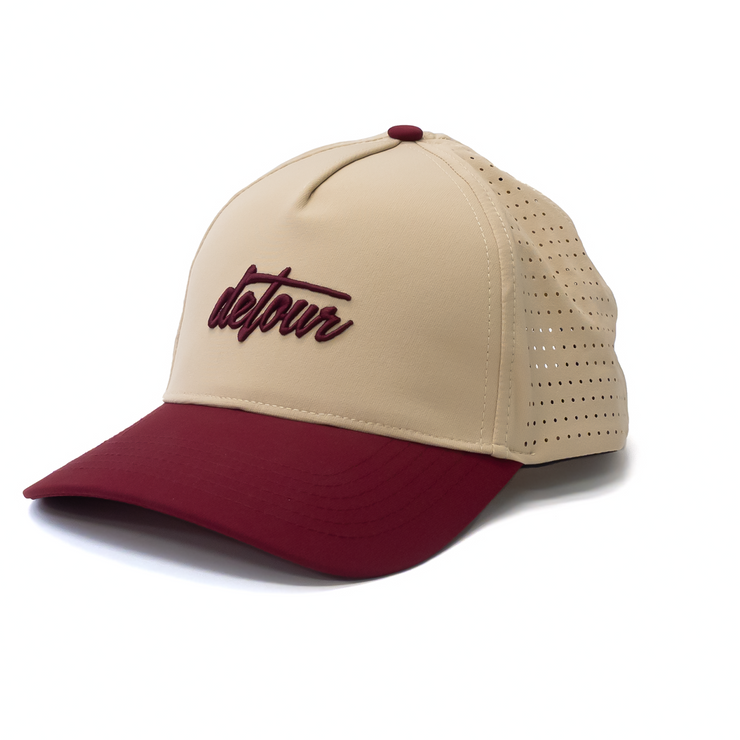 Burgundy & Tan Snapback Hat